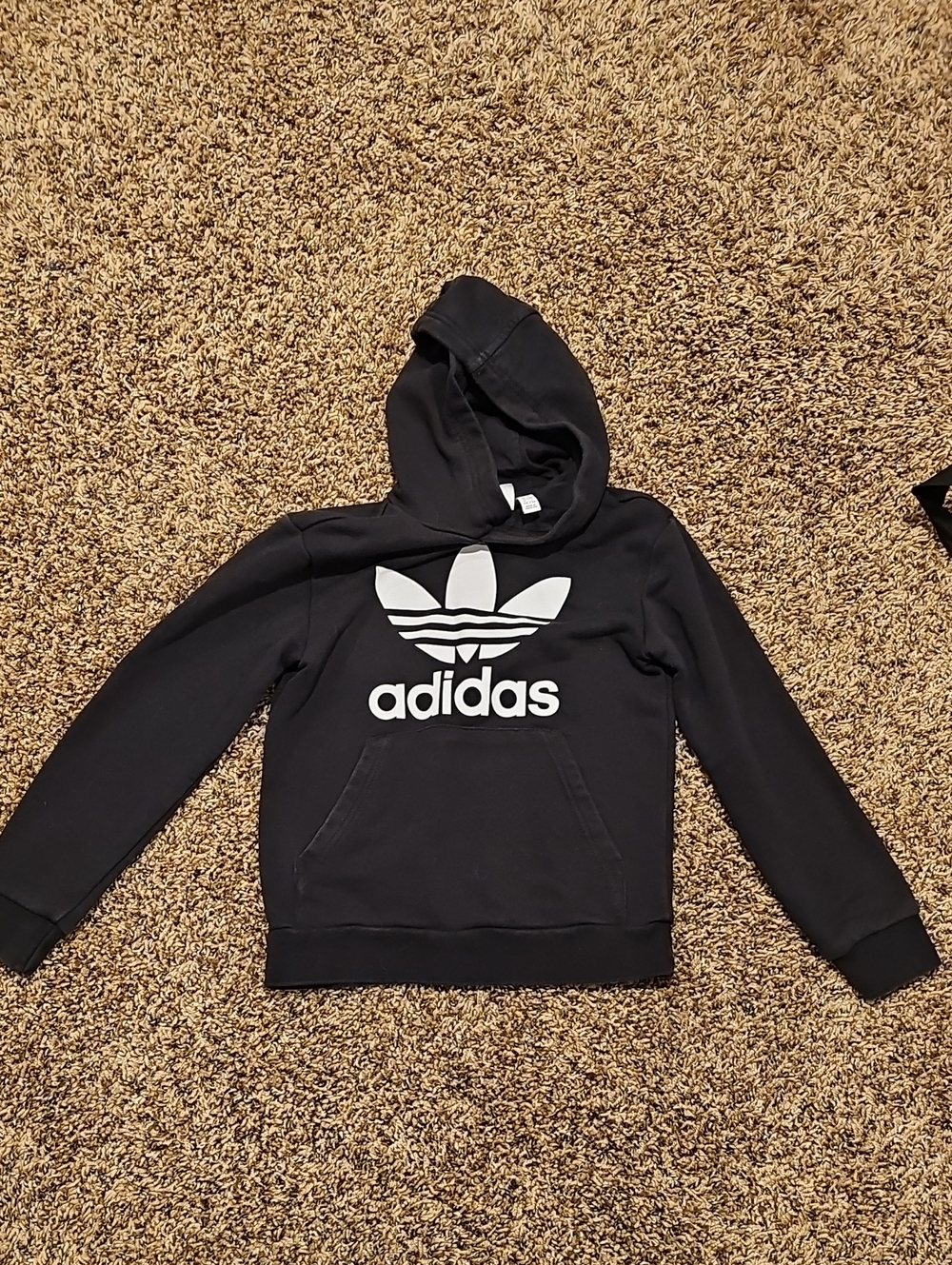 adidas Black Hoodie with White Trefoil Logo - Kids